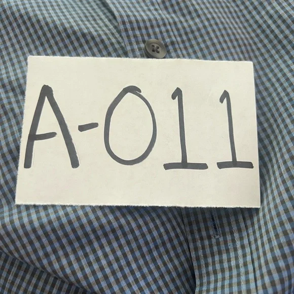 Theory Shirt Mens Blue Checker Plaid Long Sleeve Button Up Casual Size M - Picture 11 of 11